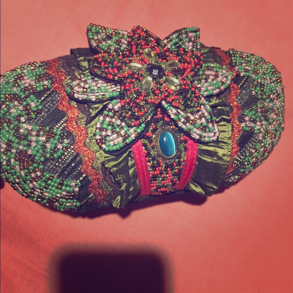 Pritzi hardside embellished/ beaded clutch